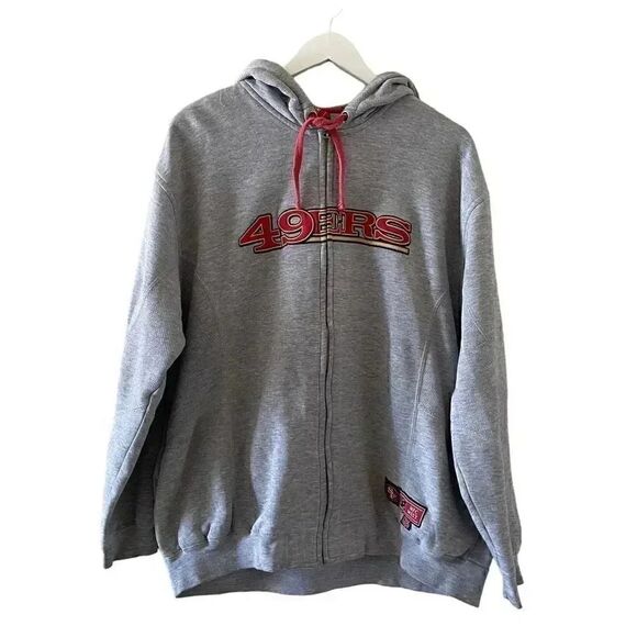 Authentic NFL 49ers Gray Long Sleeves Unisex Hoodie Sweatshirt SZ L 
#1246 - Picture 1 of 13
